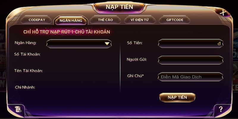 4 bước nạp tiền tại Dwin qua ngân hàng