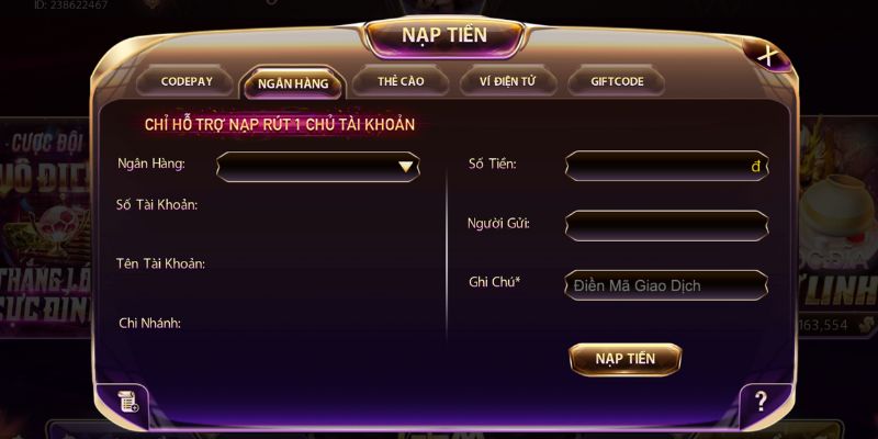 Hướng dẫn nạp/rút tiền